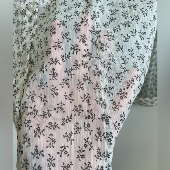 Free People Sheer Lace All The Glitters Floral Ombré Button Down - Picture 9 of 10